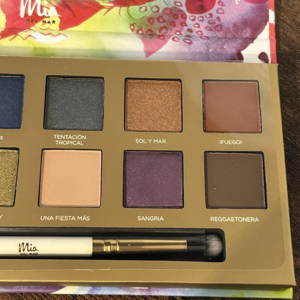 NEW Mia de Mar Life is a Fiesta Eyeshadow Palette Dual Brush Vegan Festival